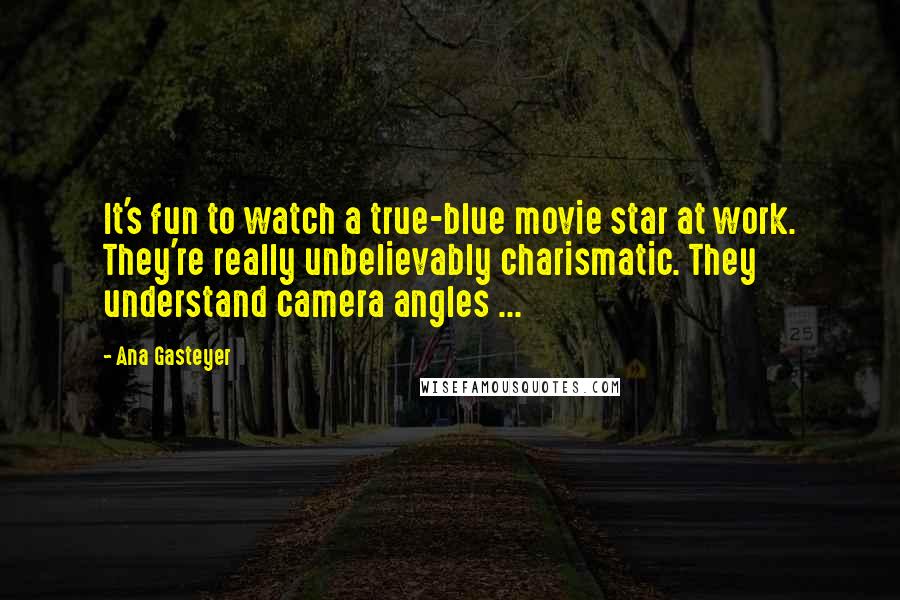 Ana Gasteyer Quotes: It's fun to watch a true-blue movie star at work. They're really unbelievably charismatic. They understand camera angles ...