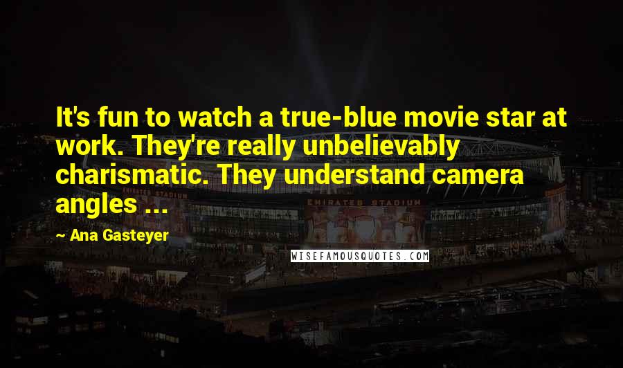 Ana Gasteyer Quotes: It's fun to watch a true-blue movie star at work. They're really unbelievably charismatic. They understand camera angles ...