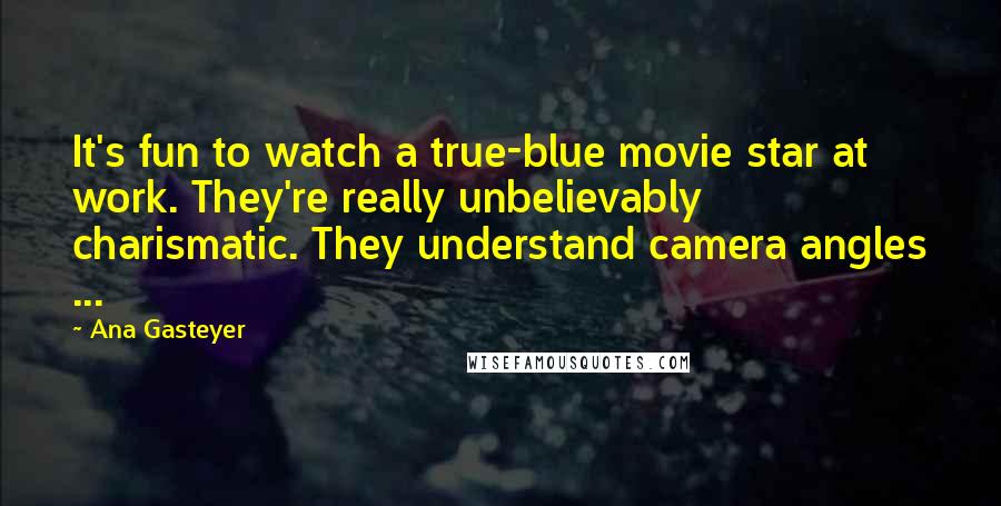 Ana Gasteyer Quotes: It's fun to watch a true-blue movie star at work. They're really unbelievably charismatic. They understand camera angles ...