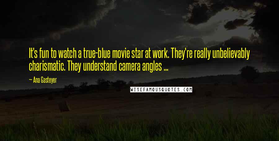 Ana Gasteyer Quotes: It's fun to watch a true-blue movie star at work. They're really unbelievably charismatic. They understand camera angles ...