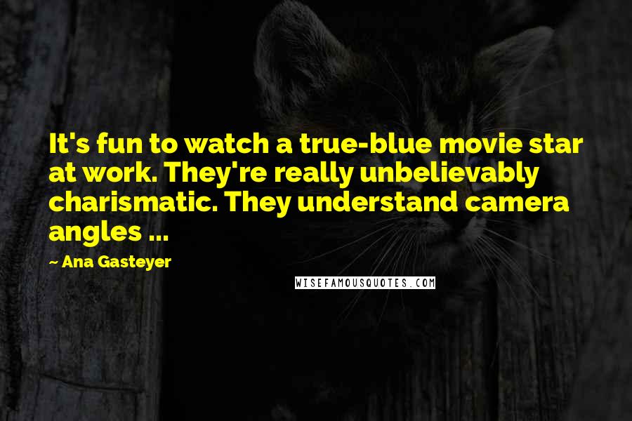 Ana Gasteyer Quotes: It's fun to watch a true-blue movie star at work. They're really unbelievably charismatic. They understand camera angles ...