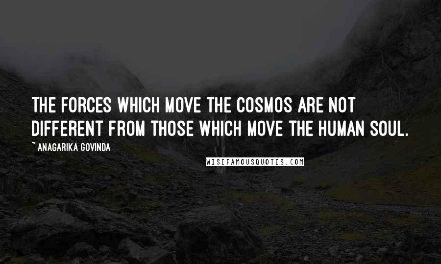 Anagarika Govinda Quotes: The forces which move the cosmos are not different from those which move the human soul.