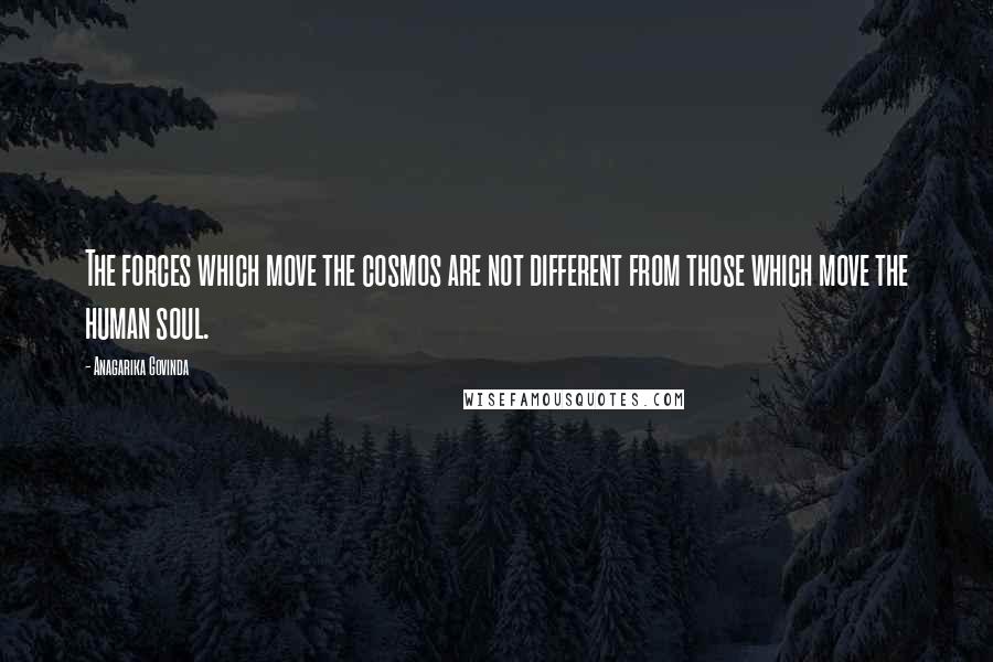 Anagarika Govinda Quotes: The forces which move the cosmos are not different from those which move the human soul.