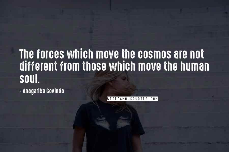 Anagarika Govinda Quotes: The forces which move the cosmos are not different from those which move the human soul.