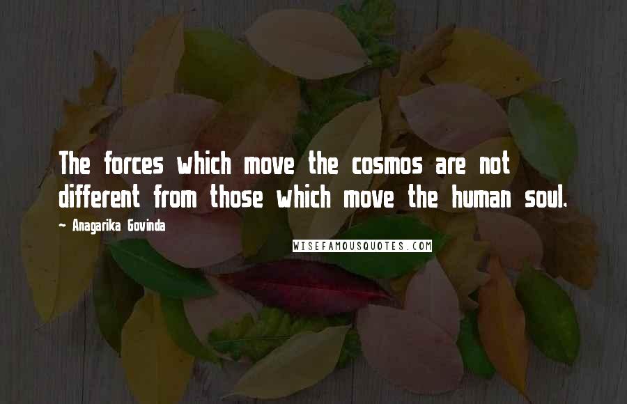 Anagarika Govinda Quotes: The forces which move the cosmos are not different from those which move the human soul.