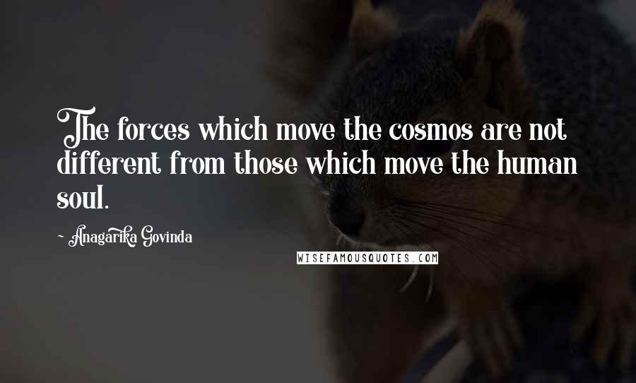 Anagarika Govinda Quotes: The forces which move the cosmos are not different from those which move the human soul.