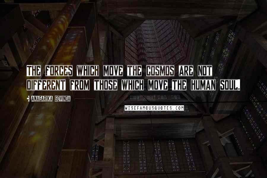 Anagarika Govinda Quotes: The forces which move the cosmos are not different from those which move the human soul.