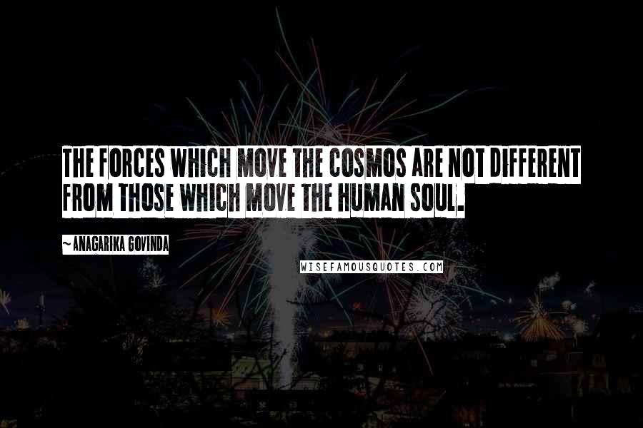 Anagarika Govinda Quotes: The forces which move the cosmos are not different from those which move the human soul.