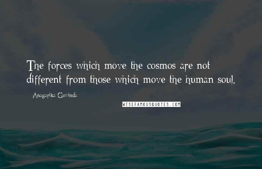 Anagarika Govinda Quotes: The forces which move the cosmos are not different from those which move the human soul.