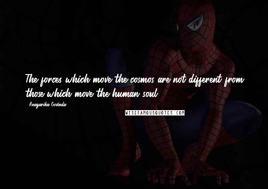 Anagarika Govinda Quotes: The forces which move the cosmos are not different from those which move the human soul.