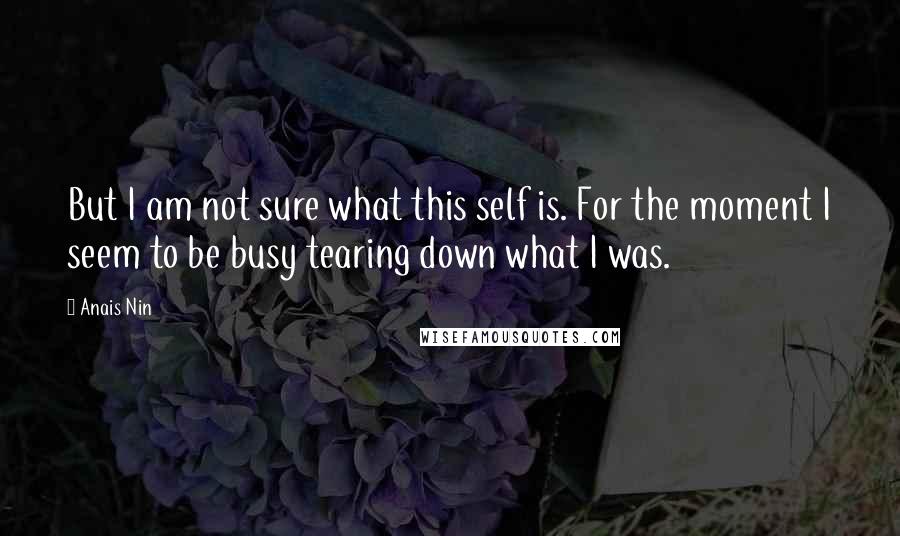 Anais Nin Quotes: But I am not sure what this self is. For the moment I seem to be busy tearing down what I was.