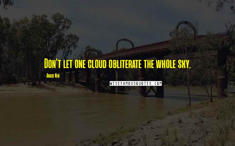 Anais Nin Quotes: Don't let one cloud obliterate the whole sky.