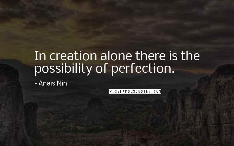 Anais Nin Quotes: In creation alone there is the possibility of perfection.