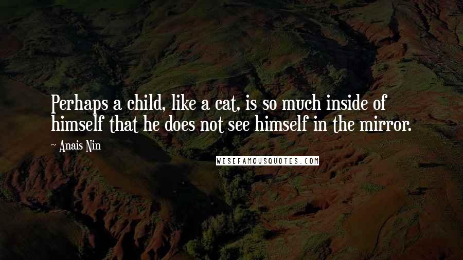 Anais Nin Quotes: Perhaps a child, like a cat, is so much inside of himself that he does not see himself in the mirror.