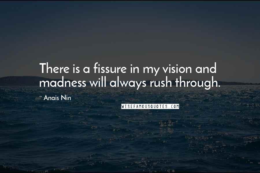 Anais Nin Quotes: There is a fissure in my vision and madness will always rush through.