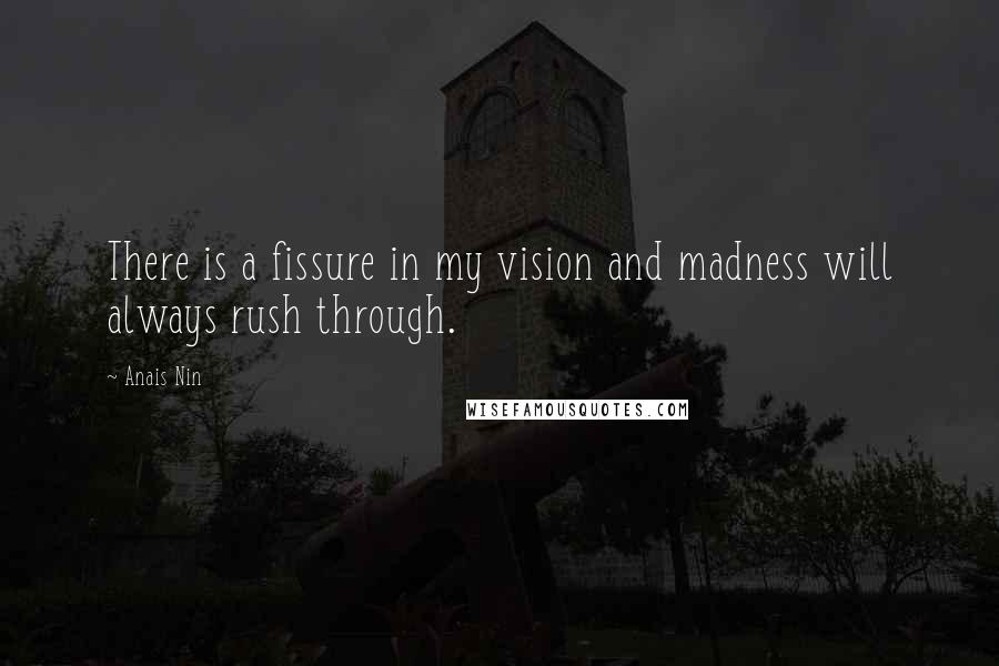 Anais Nin Quotes: There is a fissure in my vision and madness will always rush through.