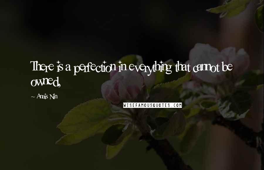 Anais Nin Quotes: There is a perfection in everything that cannot be owned,