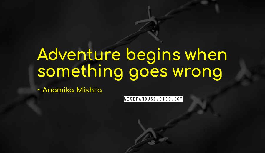 Anamika Mishra Quotes: Adventure begins when something goes wrong