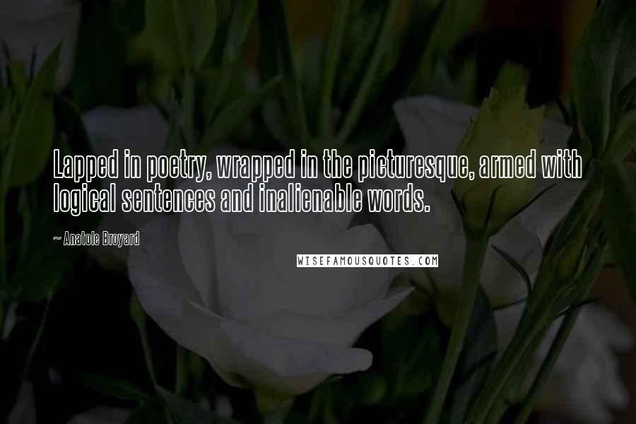 Anatole Broyard Quotes: Lapped in poetry, wrapped in the picturesque, armed with logical sentences and inalienable words.