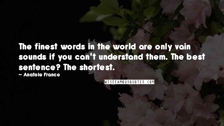 Anatole France Quotes: The finest words in the world are only vain sounds if you can't understand them. The best sentence? The shortest.