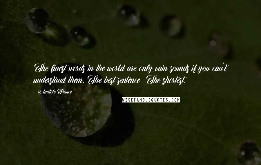 Anatole France Quotes: The finest words in the world are only vain sounds if you can't understand them. The best sentence? The shortest.