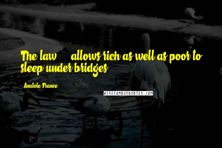 Anatole France Quotes: The law ... allows rich as well as poor to sleep under bridges.
