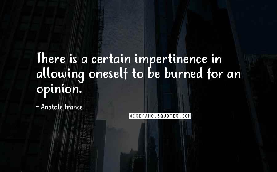 Anatole France Quotes: There is a certain impertinence in allowing oneself to be burned for an opinion.