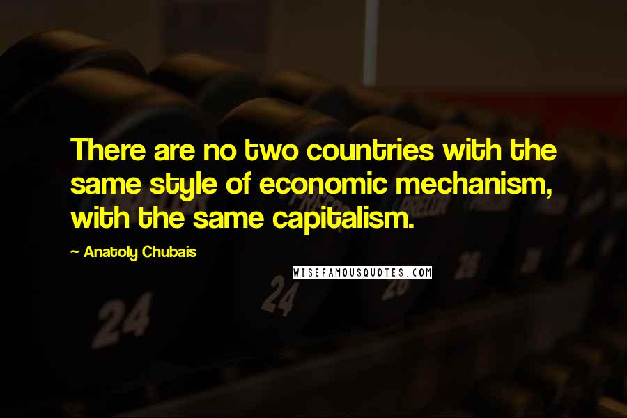 Anatoly Chubais Quotes: There are no two countries with the same style of economic mechanism, with the same capitalism.