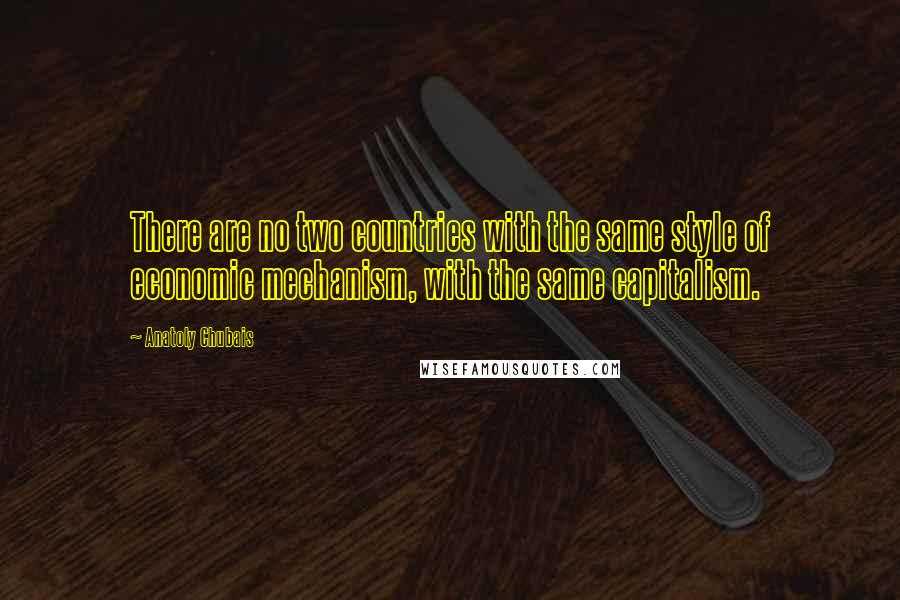 Anatoly Chubais Quotes: There are no two countries with the same style of economic mechanism, with the same capitalism.