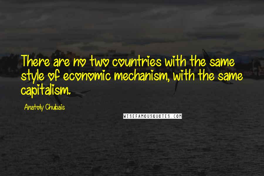 Anatoly Chubais Quotes: There are no two countries with the same style of economic mechanism, with the same capitalism.