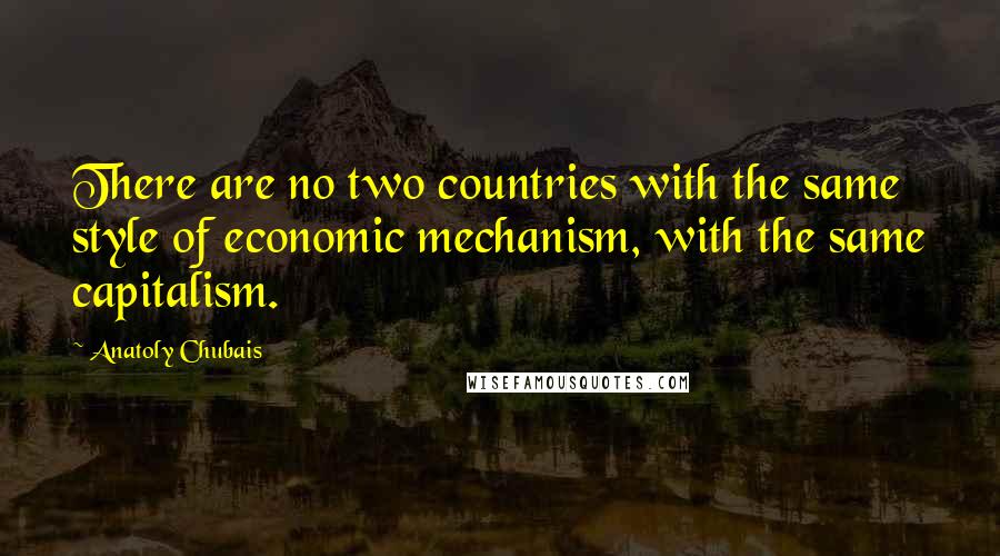 Anatoly Chubais Quotes: There are no two countries with the same style of economic mechanism, with the same capitalism.
