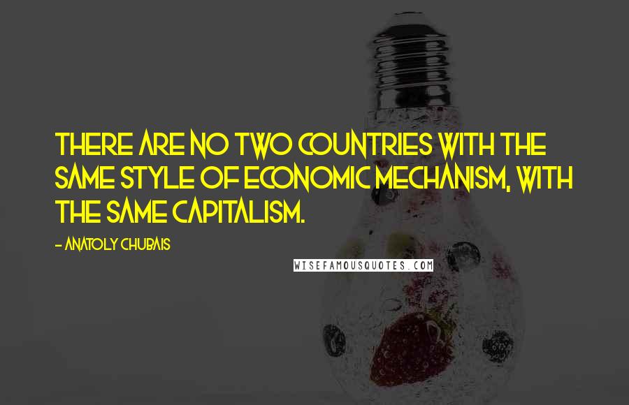 Anatoly Chubais Quotes: There are no two countries with the same style of economic mechanism, with the same capitalism.