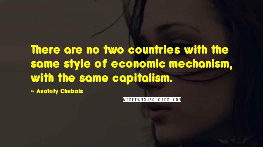 Anatoly Chubais Quotes: There are no two countries with the same style of economic mechanism, with the same capitalism.