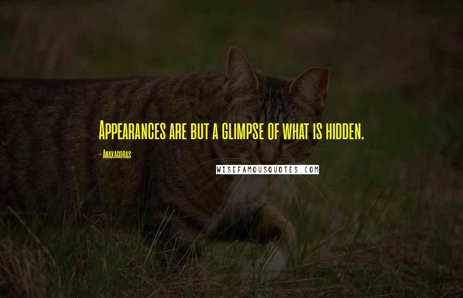 Anaxagoras Quotes: Appearances are but a glimpse of what is hidden.