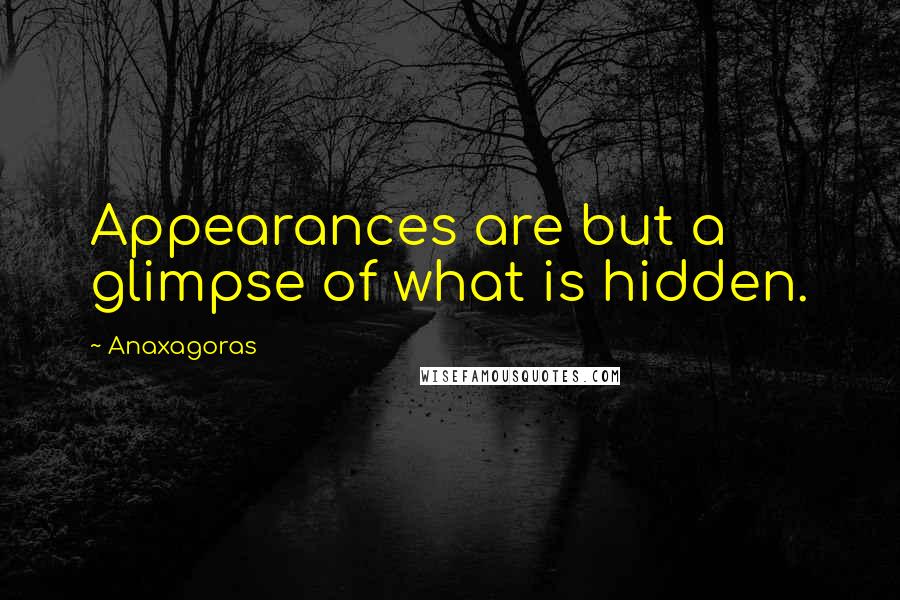 Anaxagoras Quotes: Appearances are but a glimpse of what is hidden.