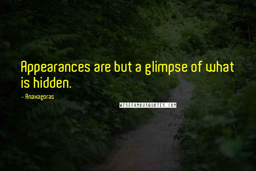 Anaxagoras Quotes: Appearances are but a glimpse of what is hidden.