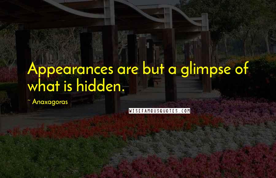 Anaxagoras Quotes: Appearances are but a glimpse of what is hidden.