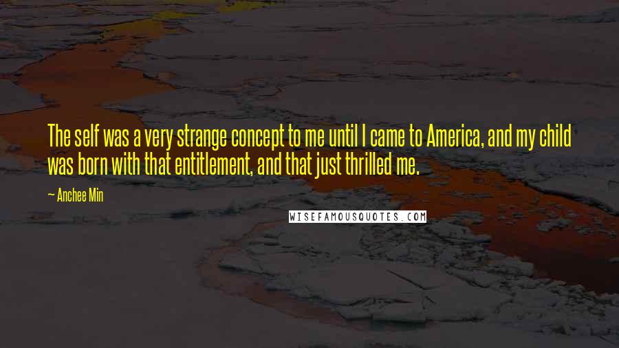 Anchee Min Quotes: The self was a very strange concept to me until I came to America, and my child was born with that entitlement, and that just thrilled me.