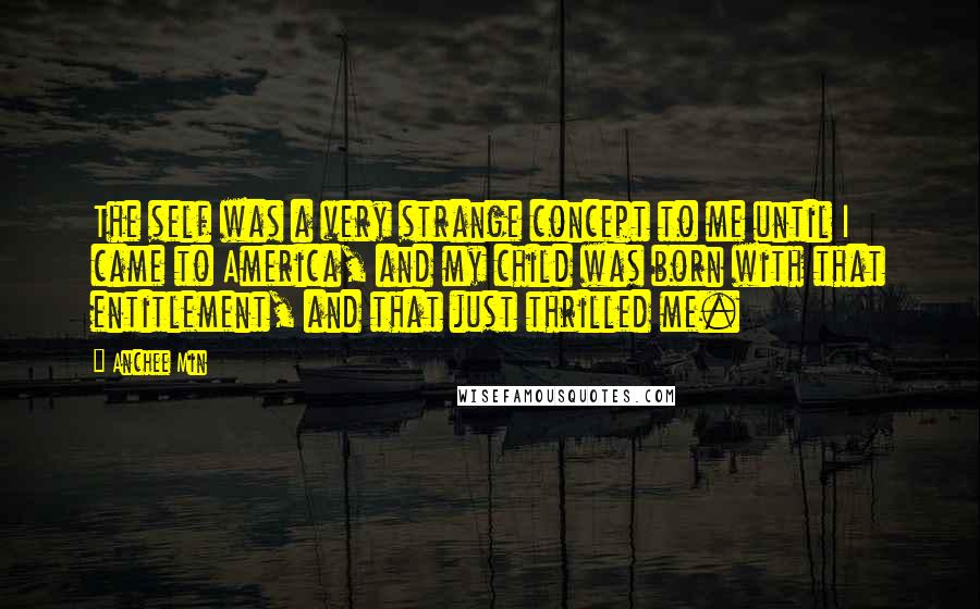 Anchee Min Quotes: The self was a very strange concept to me until I came to America, and my child was born with that entitlement, and that just thrilled me.