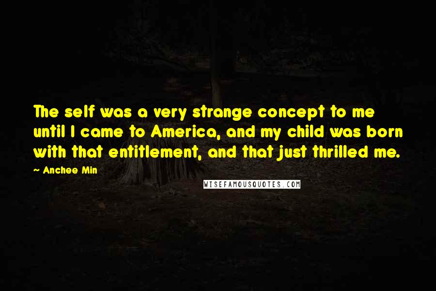 Anchee Min Quotes: The self was a very strange concept to me until I came to America, and my child was born with that entitlement, and that just thrilled me.