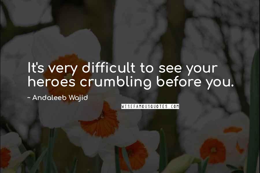 Andaleeb Wajid Quotes: It's very difficult to see your heroes crumbling before you.