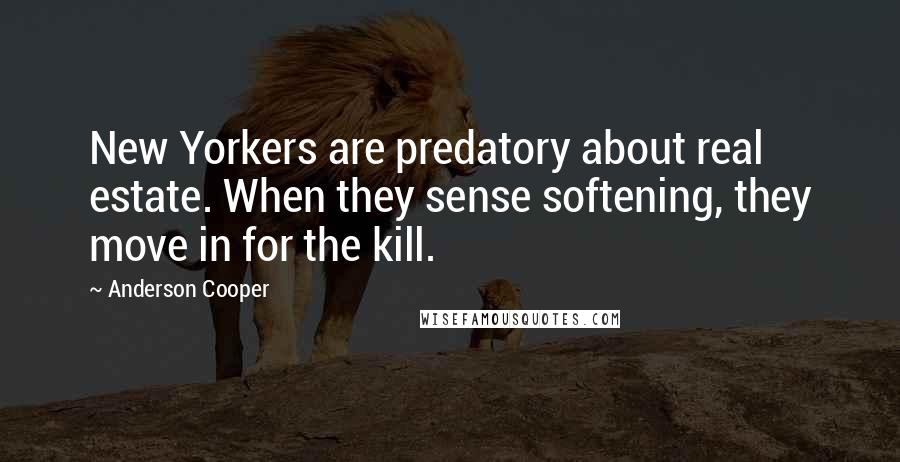 Anderson Cooper Quotes: New Yorkers are predatory about real estate. When they sense softening, they move in for the kill.