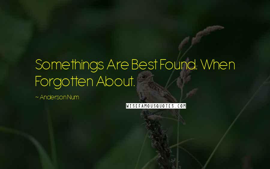 Anderson Num Quotes: Somethings Are Best Found. When Forgotten About.