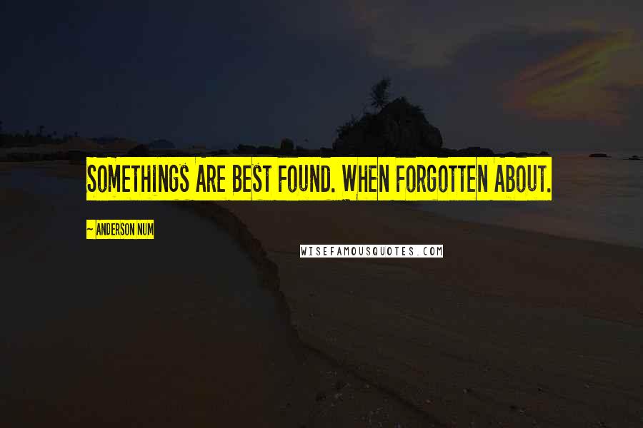 Anderson Num Quotes: Somethings Are Best Found. When Forgotten About.