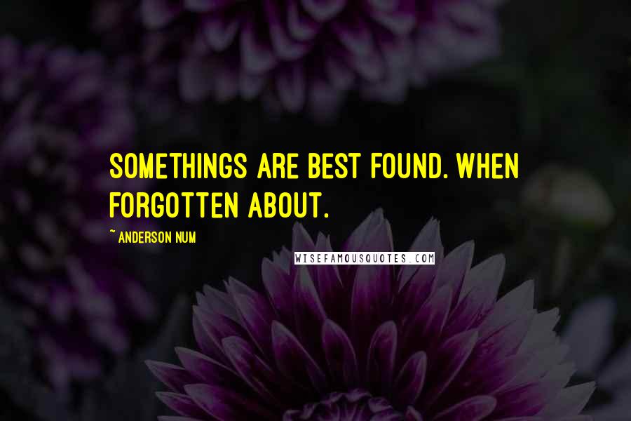 Anderson Num Quotes: Somethings Are Best Found. When Forgotten About.