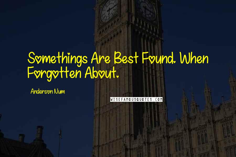 Anderson Num Quotes: Somethings Are Best Found. When Forgotten About.