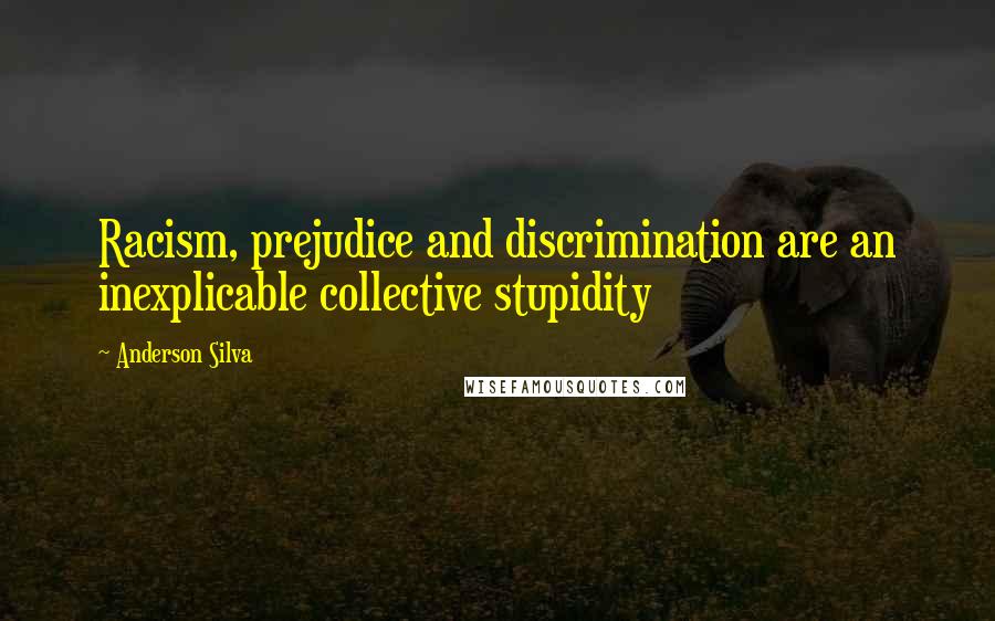 Anderson Silva Quotes: Racism, prejudice and discrimination are an inexplicable collective stupidity