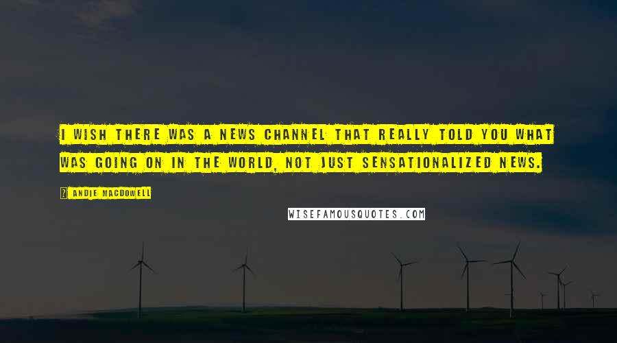 Andie MacDowell Quotes: I wish there was a news channel that really told you what was going on in the world, not just sensationalized news.