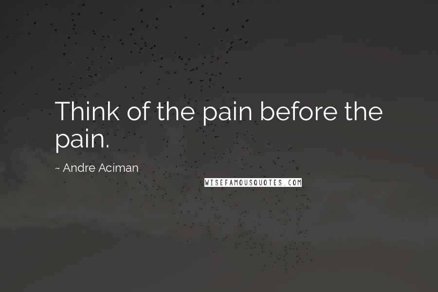 Andre Aciman Quotes: Think of the pain before the pain.