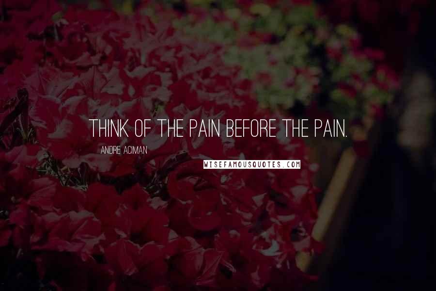 Andre Aciman Quotes: Think of the pain before the pain.